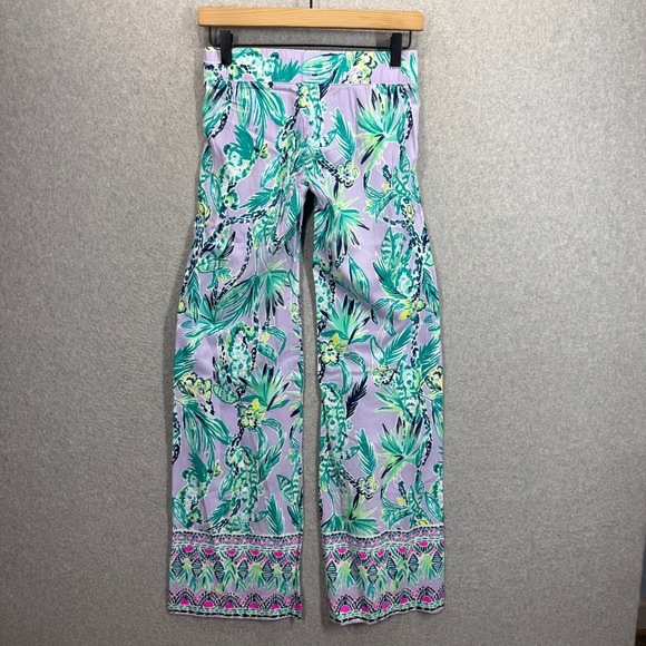 Lilly Pulitzer Bal Harbour Palazzo Pants Womens XXS Tropical Wide Leg Beach - Picture 2 of 10